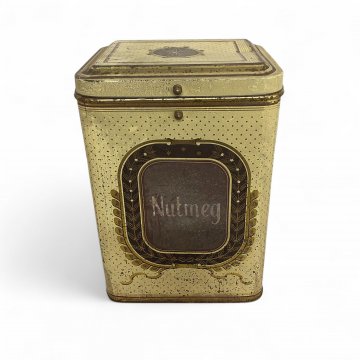 Dose Blech, groß, Frischer Röstkaffee, gelb-braun gold, alt, 34x23x18, leichte Gebrauchsspuren
