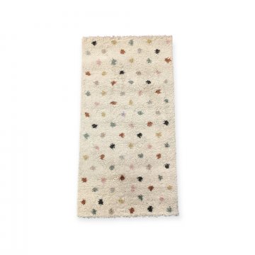 Teppich, Kinder-Teppich, creme beige mit bunten Punkten, hochflorig, 80x150cm
