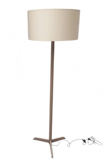 Stehlampe SHELBY, Säule taupe mit Dreifuß metall, h 151cm, Schirm (391/195)  E27 SK2 