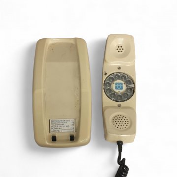 Telefon, Wählscheibe im Hörer, französisch, beige braun