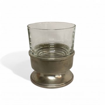 Whiskeyglas Glas, massiv, Zinnmantel auf Sockel, 10H