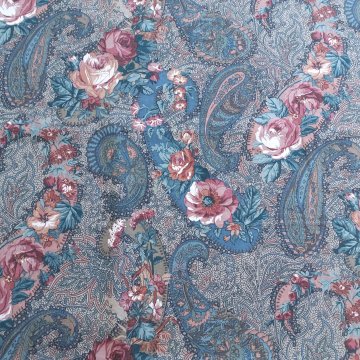 Dekostoff 240x115 fest gewebt, Paisleymuster mit Rosen, dunkle Farben