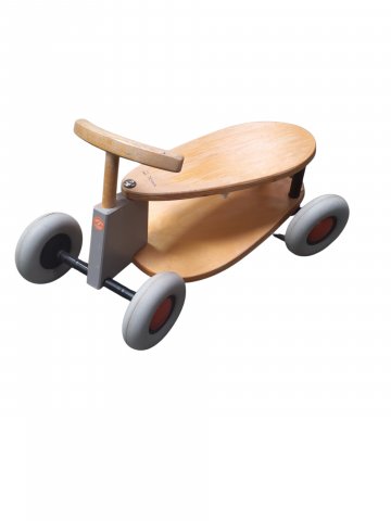 Kinderfahrzeug, Sibis Flix, gebogenes Holz, Holzgriff, Gummibereifung, BEISPIELBILD mit Anhänger 