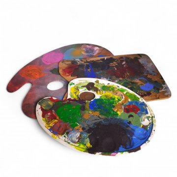 Mischpalette Farbpalette, Palette, Malen, mit Daumenloch, verschiedene Größen und Materialien, div. 