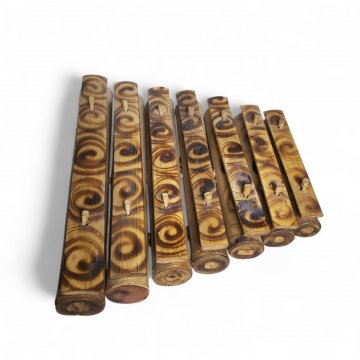 Xylophon Bambus, Holz, Holznägel, Spiralen Muster, gebrandet, 37x31x7