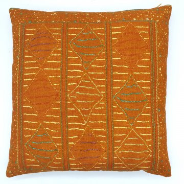 Kissen 40x40, orange braun, Rauten Muster