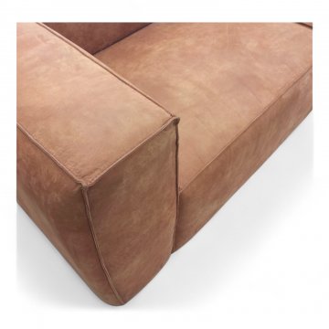Sofa MR. BEAN, 2-tlg., 3,5- Sitzer, recyceltes Leder cognacfarben, Vintagepatina, B246 x H73 x T96