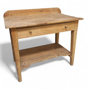 Küchenarbeitstisch, Weichholz natur, Schub, Zwischenboden, Beine konisch, B100xT57xH91