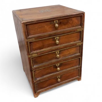 Kommödchen, Teak dkl.braun, 5 Schübe, Messingbeschläge und -griffe, B38xT35xH53