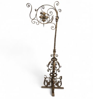 Standausleger, Schmiedeeisen gold/silber, reich verziert, H174