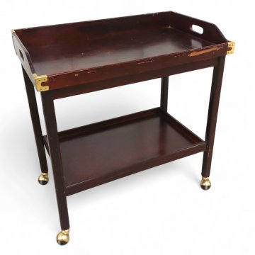 Barwagen, EKL, Mahagoni, Zwischenboden, Tablett, Rollen und Beschläge Messing, 76x44x78 cm