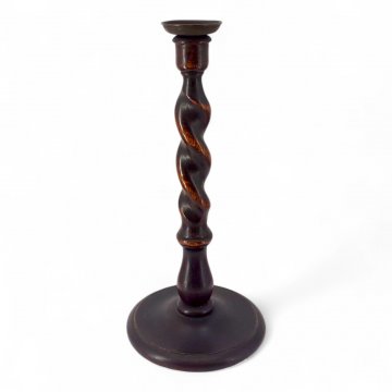 Kerzenständer, Holz, 1-flg., Säule gedrehtes Mittelstück, Tellerfuß, H31,5