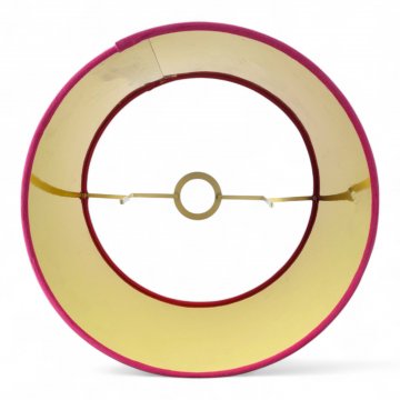 Lampenschirm PINK, Velourbezug pink, Kaschur gold beschichtet, H20, ø30, Aufhängung unten E27