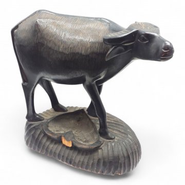 Figur GNU afrikanisch, Holz dkl.braun, Sockel beschädigt H24
