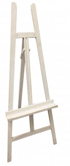 Malerstaffelei, weiß, kleine schräge Form, Ablageleiste, 60cm, h 180cm, Staffelei