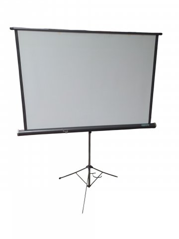 Projektionsleinwand auf Gestell, grau Metall/Chrom MILANO, Bildfläche 124cm, Leinwandmaß 128,5cm