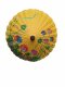 Schirm ASIA ,Blumenmotiv, Holz, D 85 cm,L 62 cm, gelb, handbemalt