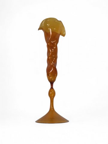 Glasvase DREI, bernsteinfarbig, h 28 cm, D 7 cm, Blumenform
