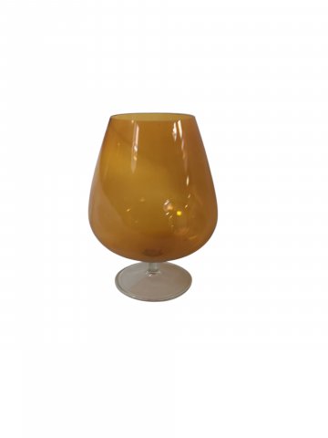 Glasvase FÜNF, bernsteinfarbig, h 14 cm, D 10 cm, bauchig