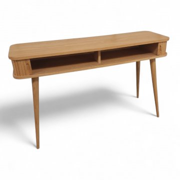 Konsoltisch ZUIVER BARBIER, Esche, 2 schmale Schiebetüren, hochbeinig, Beine konisch, ausgestellt, B120xT35xH74