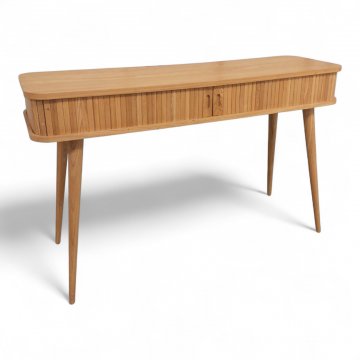 Konsoltisch ZUIVER BARBIER, Esche, 2 schmale Schiebetüren, hochbeinig, Beine konisch, ausgestellt, B120xT35xH74