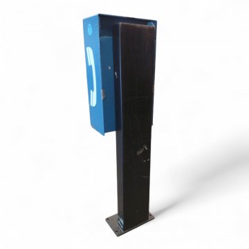 Telefonsäule USA, Metall blau/schwarz, H160xB45xT40, weiße Schrift PHONE, Telefonhöhrer, Münztelefon