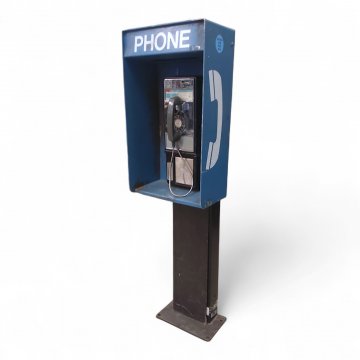 Telefonsäule USA, Metall blau/schwarz, H160xB45xT40, weiße Schrift PHONE, Telefonhöhrer, Münztelefon