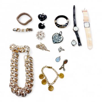 Schmuck, Deko, für Schatzkästchen , 20 Teile, Armreifen, Ketten, Uhren und Ring, in Tüte