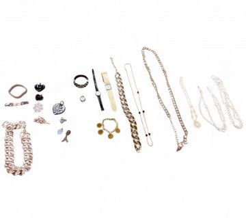 Schmuck, Deko, für Schatzkästchen , 20 Teile, Armreifen, Ketten, Uhren und Ring, in Tüte
