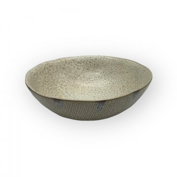 Schüssel, Keramik, beige, gemustert, Stickmuster außen, Ø 22cm, H: 8cm