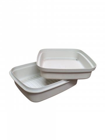Aufbewahrungsbox/Vorratsbox, Kunststoff beige/weiß, 31x14x26cm