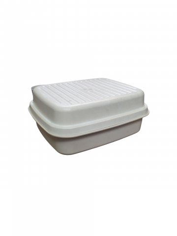 Aufbewahrungsbox/Vorratsbox, Kunststoff beige/weiß, 31x14x26cm