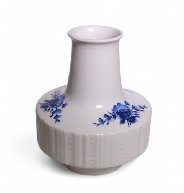 Vase 13H Eschenbach weißmit blauen Blüten