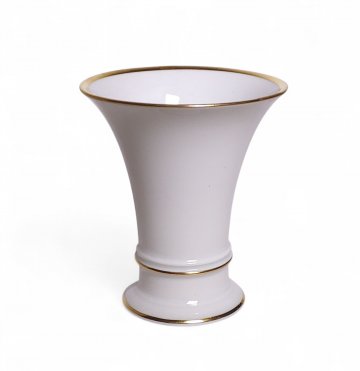 Vase 10H Becher weiß Porzellan mit Goldrand, Fürstenberg