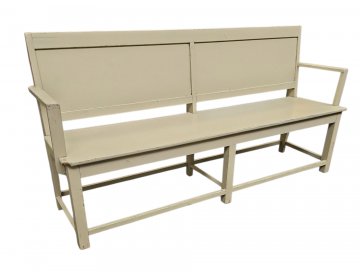 Bank, Holz, m. Armlehnen, 5x cremegrau und 2x grün, 180 x 46, h 90cm 