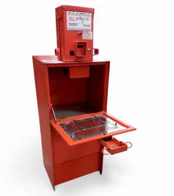 Zeitungsautomat EXPRESS, Metall rot, GH145, Kasten H111xT42xB50, funktionstüchtig