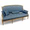 Sofa Louis XVI, goldblauer Damast, weisser Holzrahmen,+ 4x kl.Rückenkissen, 170x80x100cm, 
