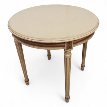 Beistelltisch, beige/gold, Beine kanneliert konisch, Ø60 H56