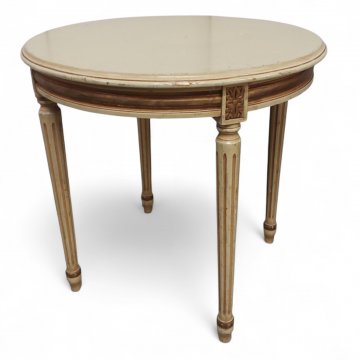 Beistelltisch, beige/gold, Beine kanneliert konisch, Ø60 H56