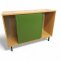 Sideboard, Korpus Eichedekor, 2 Schiebetüren K.stoff grün, 2 Einlegeböden, Metallfüße quadr. braun, B120xT42xH89
