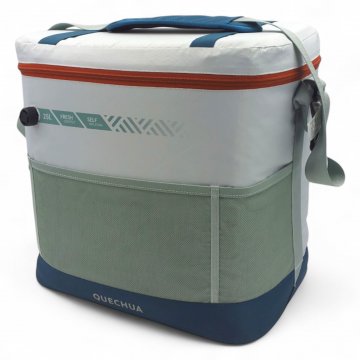 Kühltasche QUECHUA, Nylon, 25 Liter Inhalt, grau, Boden petrol, H40x30x40cm