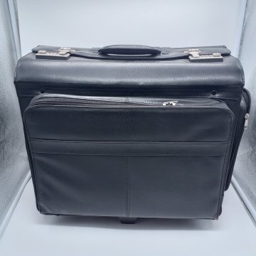 Pilotenkoffer Leder schwarz, Zahlenschlösser