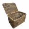 Truhe, Korbtruhe mit Deckel, braun, Griffe, Lederverschluss, Vintage, 86x60x55cm