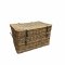 Truhe, Korbtruhe mit Deckel, braun, Griffe, Lederverschluss, Vintage, 86x60x55cm
