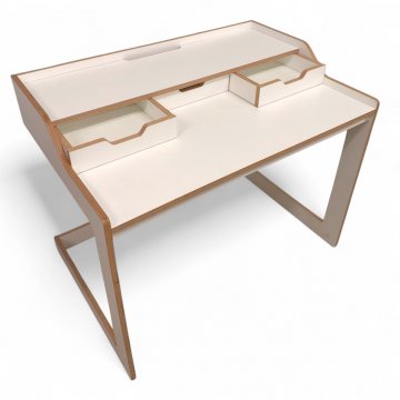 Schreibtisch, PLANE, Multiplex, weiß, 2 Ebenen, 2 Schubladen, 106x71x87 cm