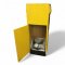 Standbriefkasten, Deutsche Post, Filmbau, Holz gelb, 2 Einwurfschlitze, H130xB50xT38