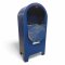 Standbriefkasten US MAIL, FB, H95xB45xT30, Holz blau, weiße Aufschrift, Oberteil halbrund, Klappe