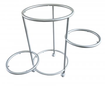 Eisenrolltisch, SAN, ø60 (52cm), 4 Plexisglasplatten (2x groß, 2x ø35cm klein schwenkbar), h 90cm, Tisch