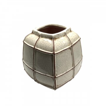 Vase, gebrochene Keramikoptik, beige, Höhe: 28cm, 24cm Ø