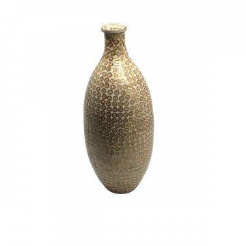 Vase, Flaschenform, gold beige, Knopf Muster, inkl. Deckel